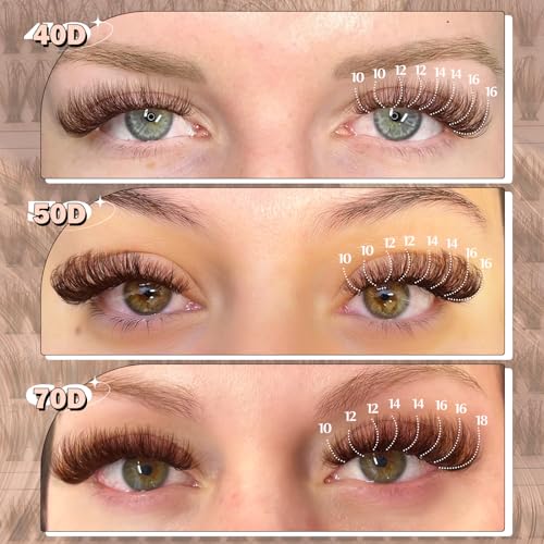 Yawamica Brown Lash Clusters Fluffier Eyelash Extension 10-16mm Individual Lashes D Curly Eyelash Clusters 40D+50D+70D Volume 300pcs Cluster Lashes Pesta?as Pelo a Pelo DIY Lash Extension at Home