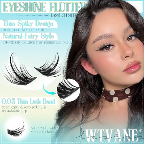 Lash Clusters Kit Wispy Eyelash Clusters Manga Lash Extensions Kit 8-16mm Natural Cluster Eyelash Extensions Fairy False Lashes DIY Individual Lashes Clusters Kit Spikes Lash Clusters