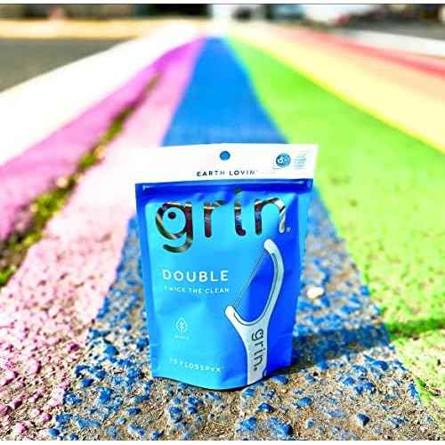 Grin Dental Floss |3 Packs of 60 (Double Twice The Clean Deux Fois Plus Propre), White, Total: 180, 1.0 Foot, 0.18 pounds