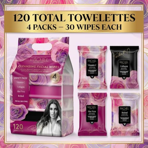 Rachel Roy 4-Pack Face Wipes 120ct - Makeup Remover with Vitamin C & Retinol