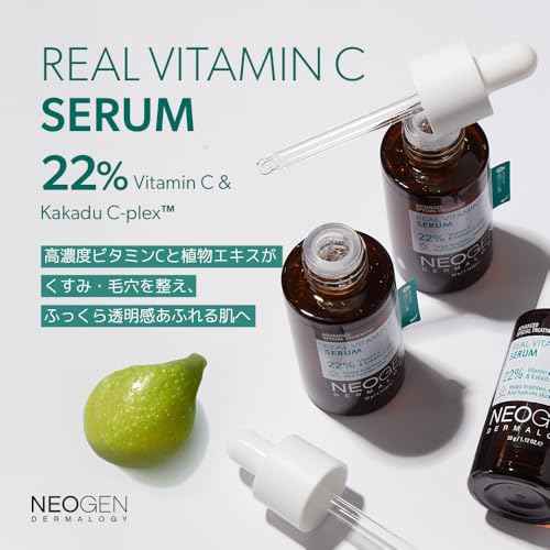 DERMALOGY by NEOGEN Real Vitamin C Serum 1.12 oz (32g) - Brightening, Revitalizing Serum with 22% Pure Ascorbic Acid, Ferulic Acid, Zinc and Niacinamide - Korean Skin Care
