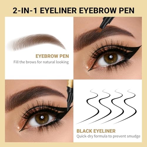 Dual-Ended Eyebrow Pen & Eyeliner - Microblading Brow Pencil Waterproof