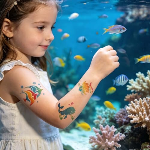 96 Glitter Hibiscus Temporary Tattoos for Hawaiian Luau Party