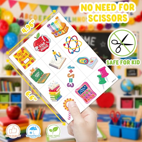 96 PCS Back to School Temporary Tattoos for Kids | Classroom Rewards