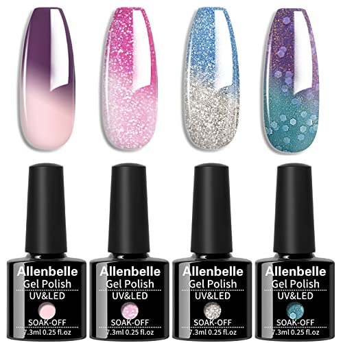 Allenbelle Color Changing Gel Nail Polish Gift Set Color Changing Gel Polish Set Mood Soak Off Uv Led Color Changing Gel Nail Polish 001