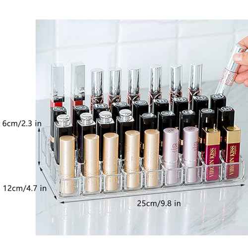 LEILIN 36 Slot Lipstick Drawer Organizer Lip Gloss Storage Essential Oil Holder Clear Acrylic Lipstick Organizer Storage of Cosmetics and Perfume