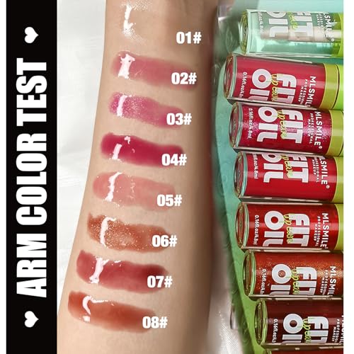 Loobexery 4 Colors Fat Oil Lip Gloss, Lip Oil Lip Glaze Hydrating Lip Glow Oil Big Brush Head Moisturizing Lip Gloss, Shiny Transparent Tinted Plumping Lip Oil Nourishing Non-sticky (A#)