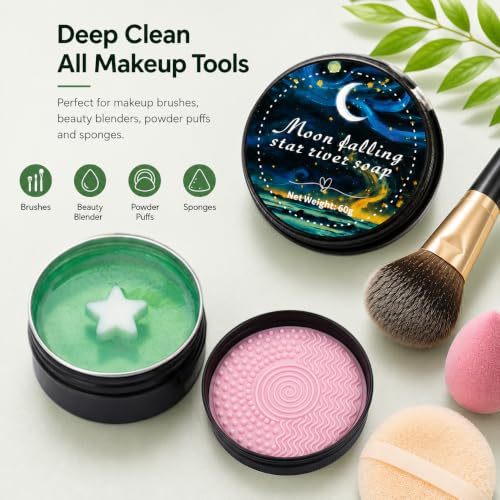 Makeup Brush Cleaner Soap with Silicone Pad | 2-in-1 Deep Clean