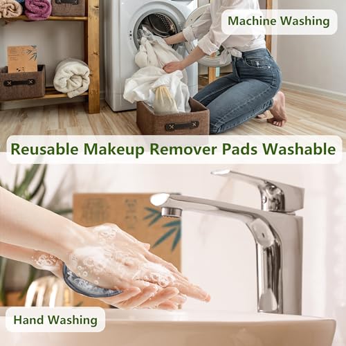 Soft Bamboo Charcoal Reusable Makeup Remover Pads – 20 Pack
