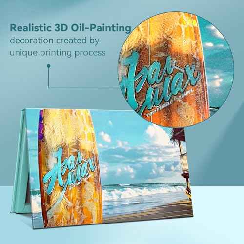 Empty Magnetic Makeup Palette, DIY Eyeshadow Pans Organizer With Mirror Inside, Frosted Finish Embossed Art Paper Makeup Organizer (Summer Day)