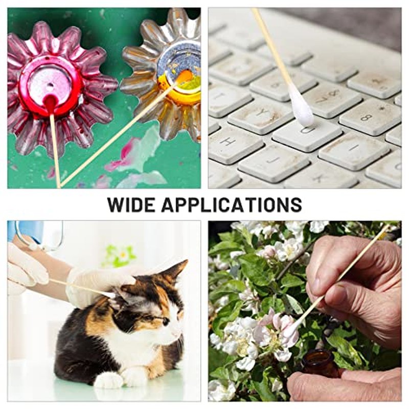 500PCS 6" Cotton Swabs with Wooden Sticks - Durable Tipped Applicators for Cleaning & Makeup