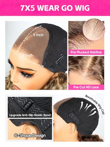 Water Wave Bob Wig Human Hair 14" Glueless Wig