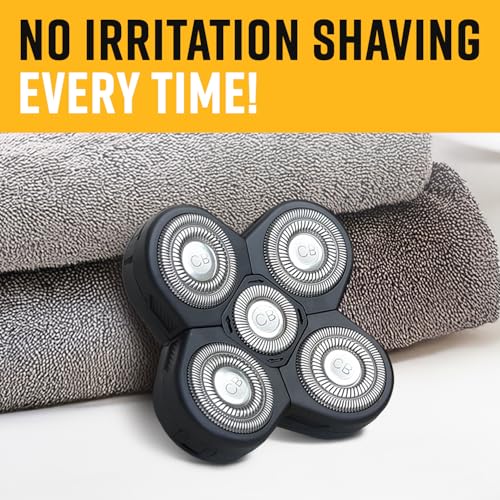 Replacement Shaver Head, Universal Rotary Wet & Dry 5-Blade Head for Coarse Hair, Skull, Face, Body, Arms, Legs, Back, Chest, 1 Unit, The Cut Buddy (Pack of 2)