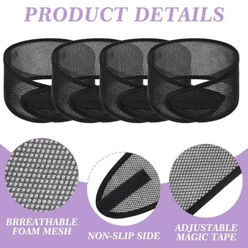 4-Pack Adjustable Mesh Hair Wraps for Women - Non-Slip, Washable