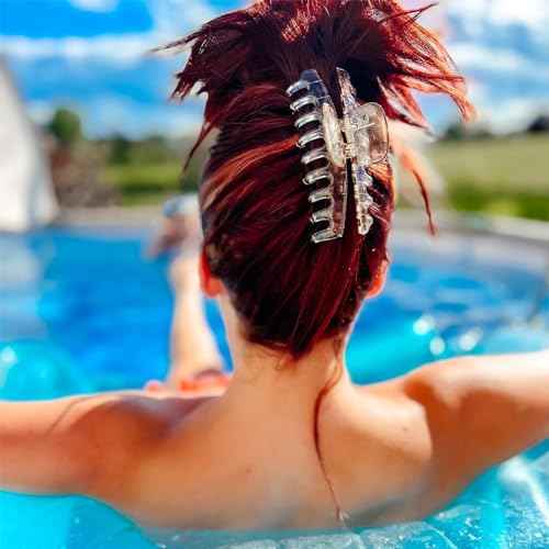 Hair Claw Clips for Thick/Thin Hair Claws 6PCS,3.34" Nonslip Big Cute Hair Clips Square Claw Clips,2.36" Medium Flower Hair Clips for Women/Girls,Hair Styling Accessories Gifts (neutral)