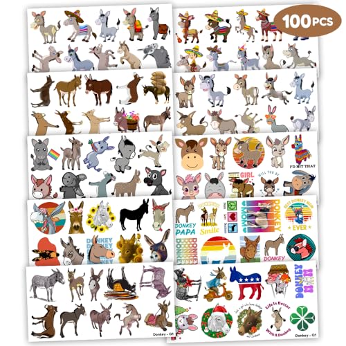 100 PCS Farm Animal Temporary Tattoos for Kids
