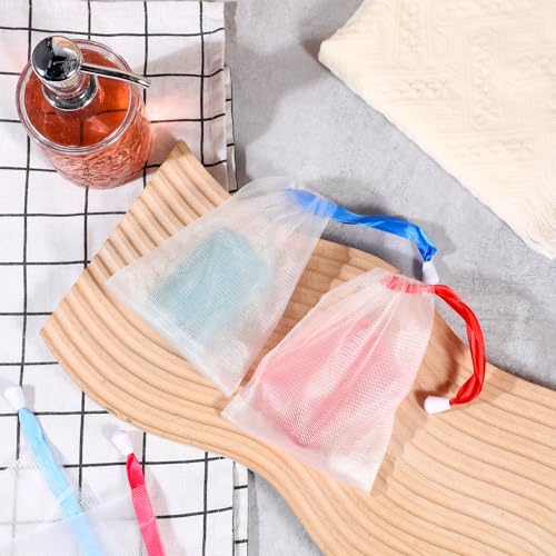 200 Pcs Soap Bag Handmade Bubble Mesh Bags Exfoliating Soap Pouch with Drawstring for Foaming and Drying Soft for Shower Body Facial Cleaning Tool Easy to Bubble and Store