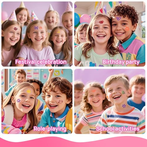 Glitter Tattoo Kit for Kids - 68 Designs with 12 Colors