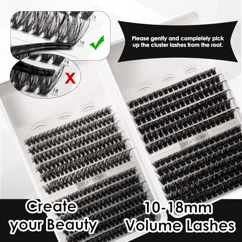 Lash Clusters 564pcs Eyelashes Clusters Extensions Kit 11-20mm DIY Cluster Eyelash Extensions Lash Clusters Kit With Lash Bond and Seal Lash Tweezers-Spiky+60D+80D+100D+150D
