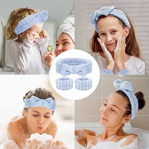 CERETIA Face Wash Headband and Wristband Set, Wrist Towels for Washing Face with Holder Microfiber Wristbands for Washing Face Absorbent Spa Wristbands Wrist Scrunchies Face Washing Wristbands