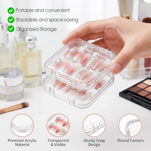48 Sets Clear Press-On Nail Storage Boxes with Adhesive Tape