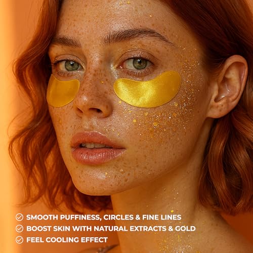 24K Gold Eye Patches for Puffy Eyes and Dark Circles, Luxury Anti-aging Skincare - Collagen Anti Wrinkles Patches w/Vitamin C & Niacinamide to Hydrate, Depuff, Smooth Fine Lines ? 25 pairs