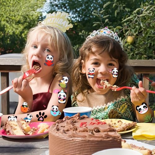 Panda Temporary Tattoos for Kids Themed Panda Birthday Party Supplies, Decorations, and Gifts for Kids Super Cute 96PCS Tattoos Stickers for Girls and Boys, Classroom Prizes, Christmas Fun