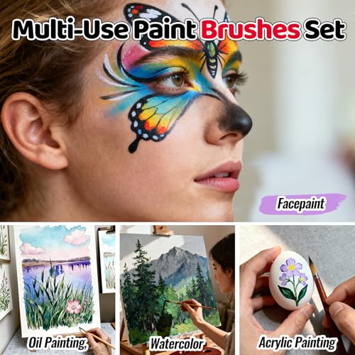12-Piece Face Paint Brush Set with Stencils & Sponges
