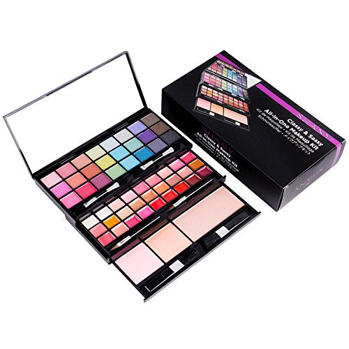 SHANY Classy & Sassy All-in-One Makeup Kit Makeup Set with Cosmetics Mirror, Makeup Applicators, 24 Eye Shadows Colors, 18 Lipstick Lip Glosses, 2 Blushes, and 1 Bronzer - Premium Giftable Packaging