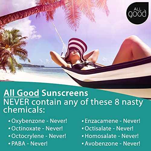 All Good Tinted Mineral Sport Sunscreen Lotion for Face & Body - UVA/UVB Broad Spectrum, SPF 30, Coral Reef Friendly, Water Resistant, Coconut Oil, Jojoba Oil, Shea Butter, Aloe (3 oz)