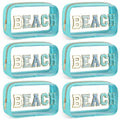 Clear Beach Makeup Bags 6-Pc Set with Chenille Letters