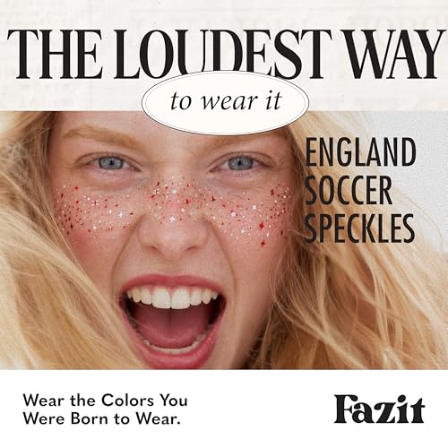 Fazit England Soccer Glitter Makeup Patches - Waterproof Face Stickers (6 Pack)