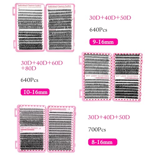 Lash Clusters Kit - 10-16mm DIY Individual False Eyelashes with Bond