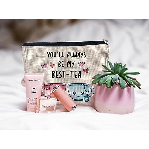 Ayxvt Bestie Gifts for Women,Bestie Gifts Makeup Bag,Friend Gifts,Friendship Gifts for Women Friends,You'll Always Be My Best-Tea Small Makeup Bag,Cosmetic Bags