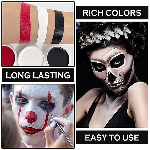 Clown Makeup Kit - Black White Red Face Paint Set