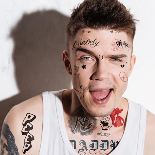 4-Sheet Rapper Temporary Tattoos - Waterproof Hip-Hop Face & Body