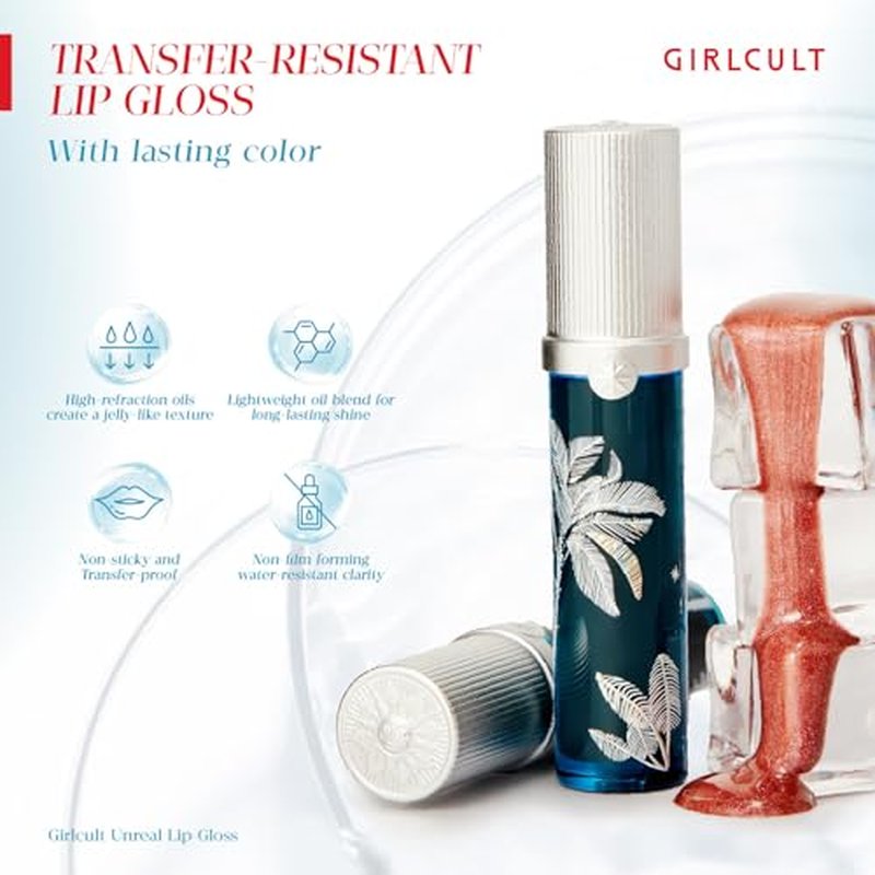 GIRLCULT Shimmer Lip Gloss - Mirror Shine Glitter Topper for Radiant Lips