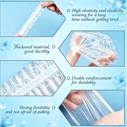 100pcs Disposable Waterproof Ear Covers for Hair Dye, Bathing & Travel - Elastic Clear Plastic (Variation of THIS listing: 100)