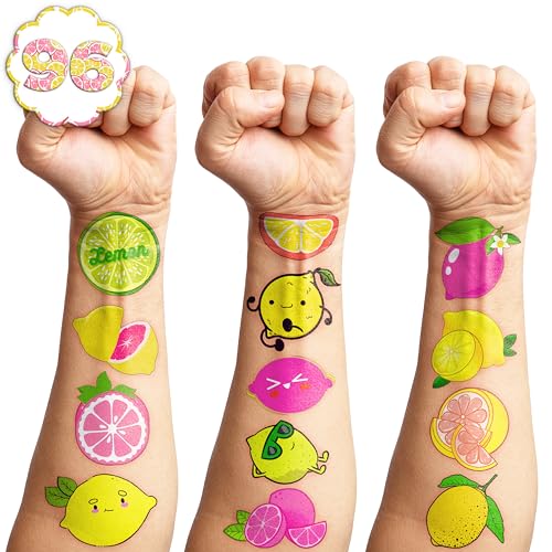 96-Piece Lemon Party Decorations Set with Stickers & Tattoos