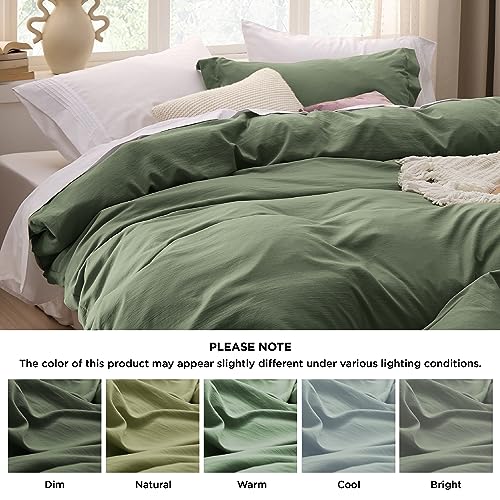 Bedsure Olive Green Duvet Cover Twin Size - Soft Prewashed Twin/Twin XL/Twin Extra Long Duvet Cover Set, 1 Duvet Cover 68x90 Inches with Zipper Closure and 1 Pillow Sham, Comforter Not Included