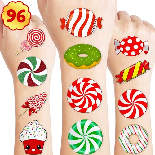96 Candy Temporary Tattoos for Kids - Waterproof Stickers