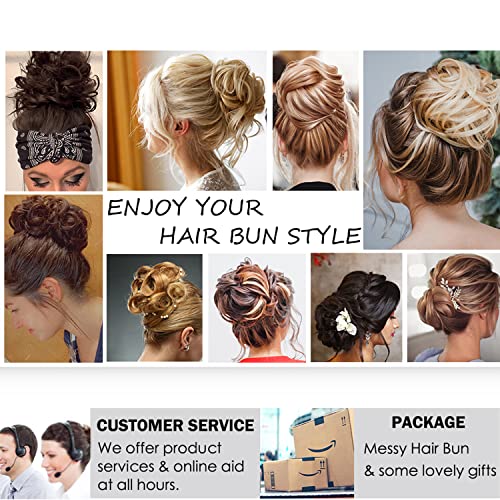 Wavy Curly Messy Bun Hair Piece Set for Volume – Ash Blonde & Ginger