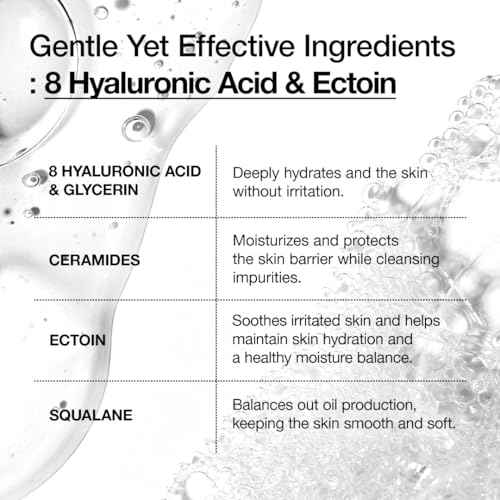 ANUA Moisturizing Gentle Gel Cleanser, Hyaluronic Acid, Squalane, Ceramide, Foaming Facial Korean Cleanser, pH Balance, Daily Hydrating Face Wash, Korean Skincare (150ml/5.07fl oz.)