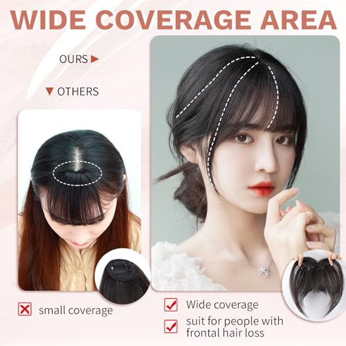 Clip-In Human Hair Bangs with 3 Non-Slip Clips