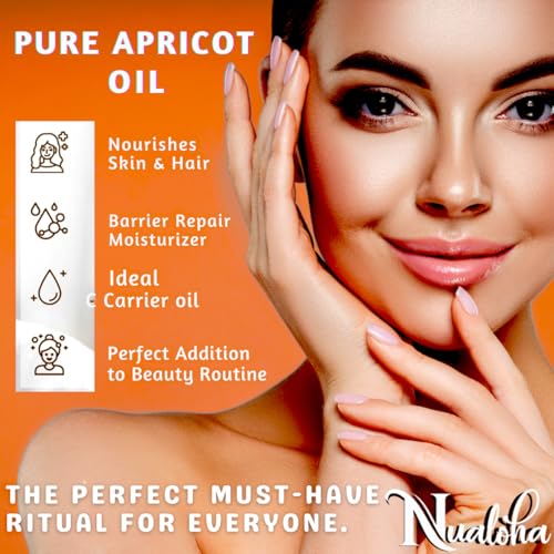 Organic Apricot Kernel Oil 220 ML, USDA Organic Pure Cold Pressed Apricot Carrier Oil For Face, Skin, Hair, Body