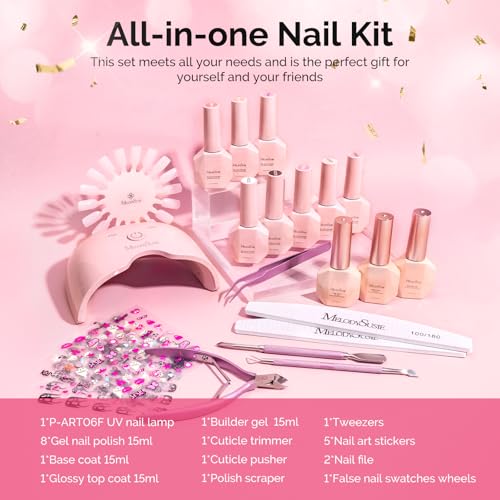 MelodySusie Gel Nail Polish Kit with UV Lamp - 8 Colors