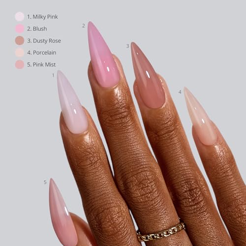 BTArtbox Nails XCOAT Tips 5-Shade Nude Stiletto Press-On Nails - 160Ct