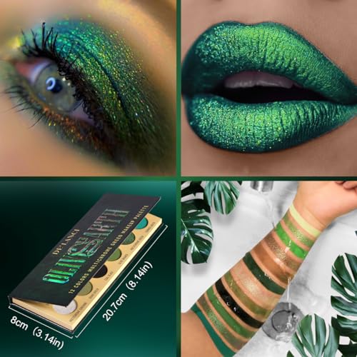 Olive Green Eyeshadow Palette - 12 Colors Pigmented Matte & Shimmer
