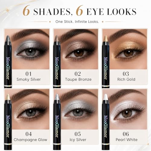 6-Pc Double-End Eyeshadow Stick Set, Waterproof & Blendable