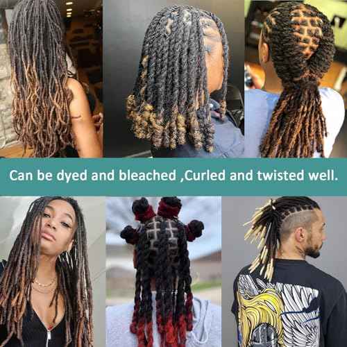 Viovian 0.6cm Human Hair Loc Extensions 14 Inch 30 Strands Ombre Dread Human Hair Dreadlock Extensions for Men Human Color Brown Tip 1b/30